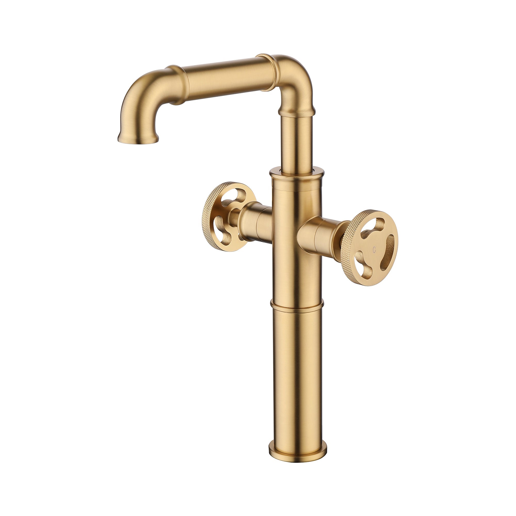 Deck Mounted Dual Handles Bathroom Vessel Sink Faucet