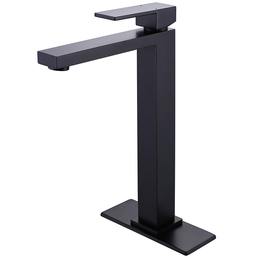 Modern Single-handle Bathroom Sink Faucet with Square Cover