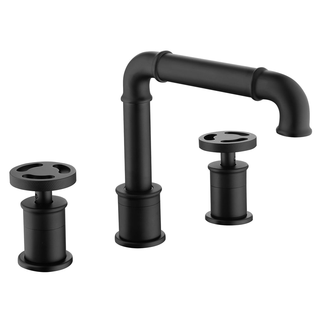 Deck Mounted Dual Handles Modern Industrial Style Bathroom Sink Faucet