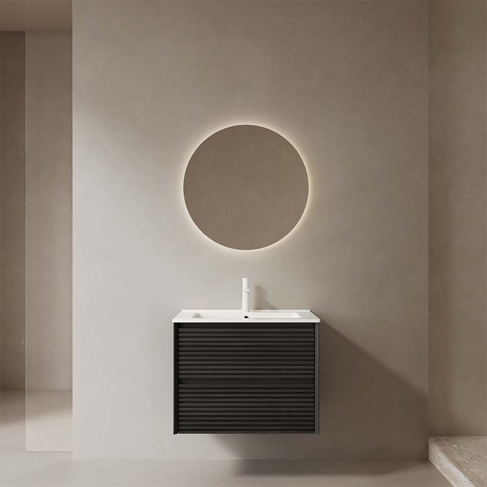 24" Wall-Mounted Dark Oak Bathroom Vanity with Sink No Faucet