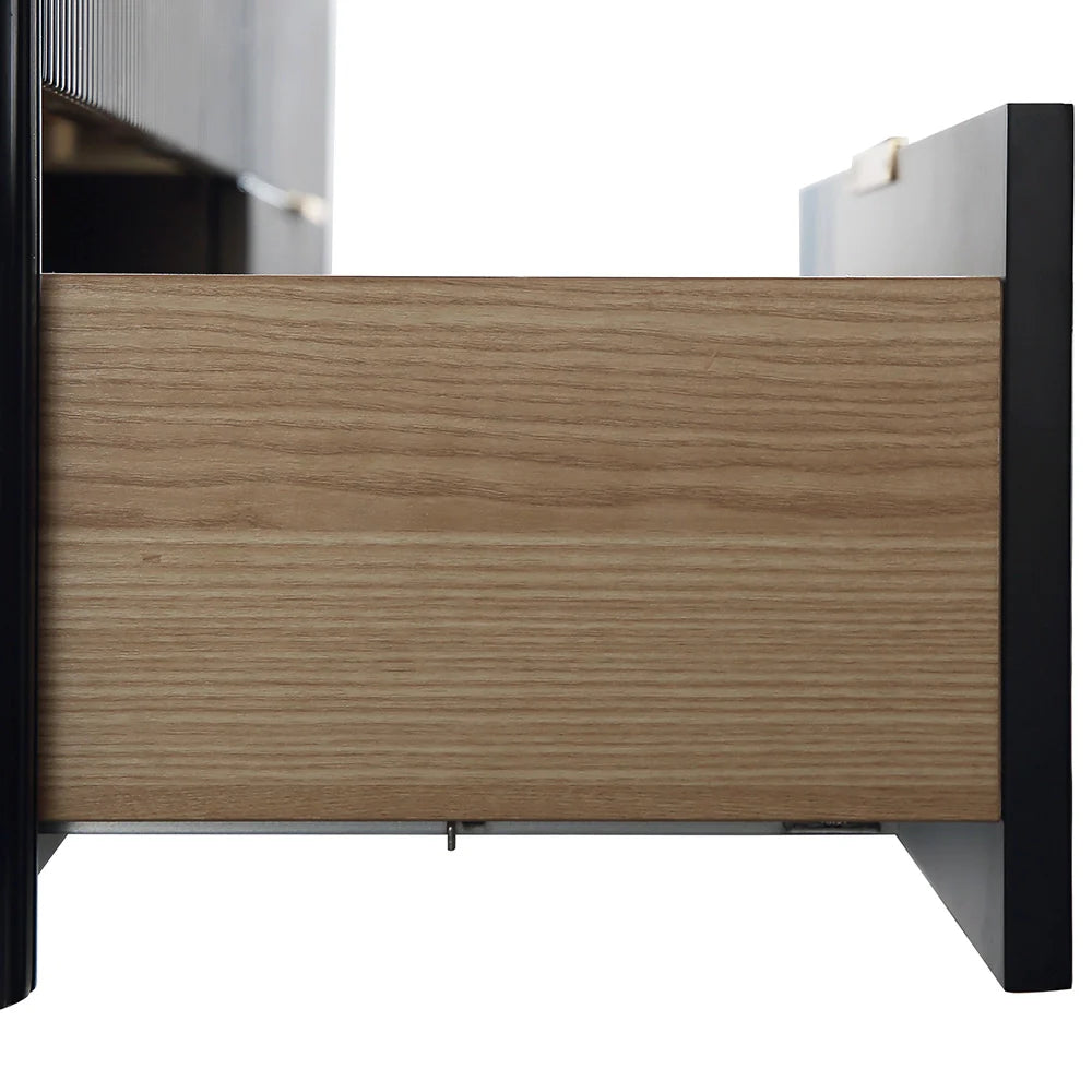 24 Inch Wall-mounted Reeded Oak Bathroom Vanity with Single Sink