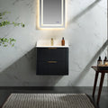 24 Inch Wall-mounted Reeded Oak Bathroom Vanity with Single Sink