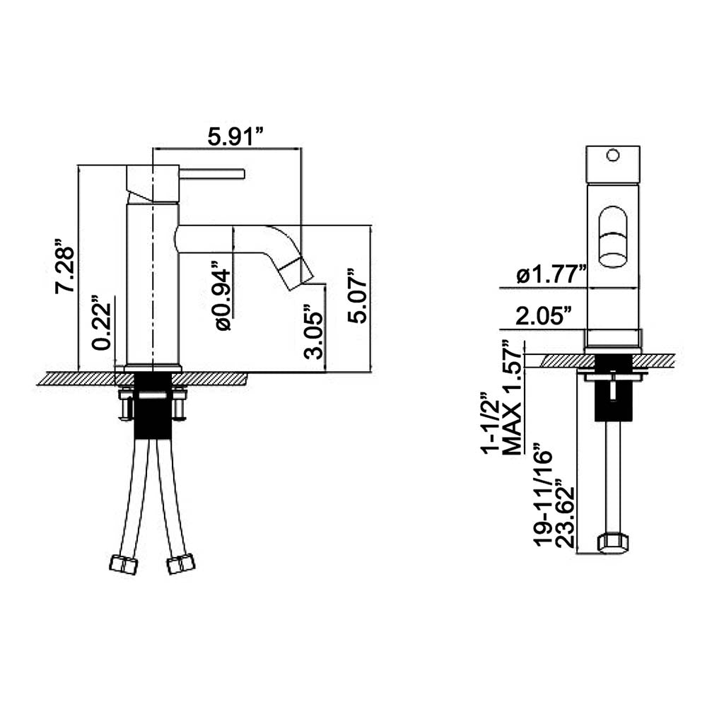 Deck Mounted Single Lever Handle Bathroom Faucet