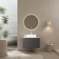 30" Wall-Mounted Gray Bathroom Vanity with Vessel Sink No Faucet