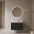 30" Wall-Mounted Dark Oak Bathroom Vanity with Sink No Faucet