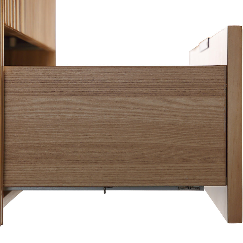 30 Inch Wall-mounted Reeded Oak Bathroom Vanity with Single Sink