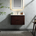 30 Inch Wall-mounted Reeded Oak Bathroom Vanity with Single Sink