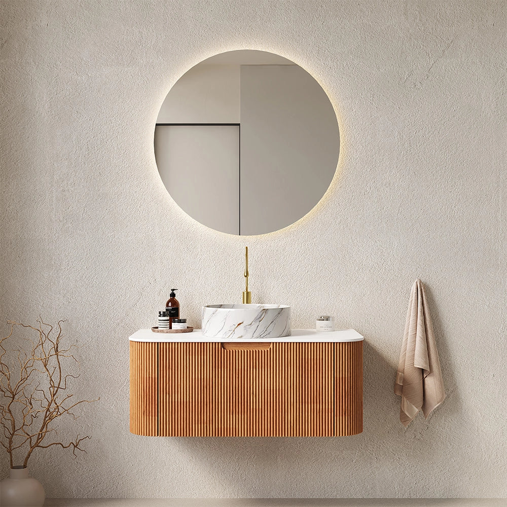 36 Inch Nature Wood Floating Bathroom Vanity with Soft-Closing Storage Drawer