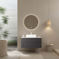 36" Wall-Mounted Gray Bathroom Vanity with Vessel Sink No Faucet