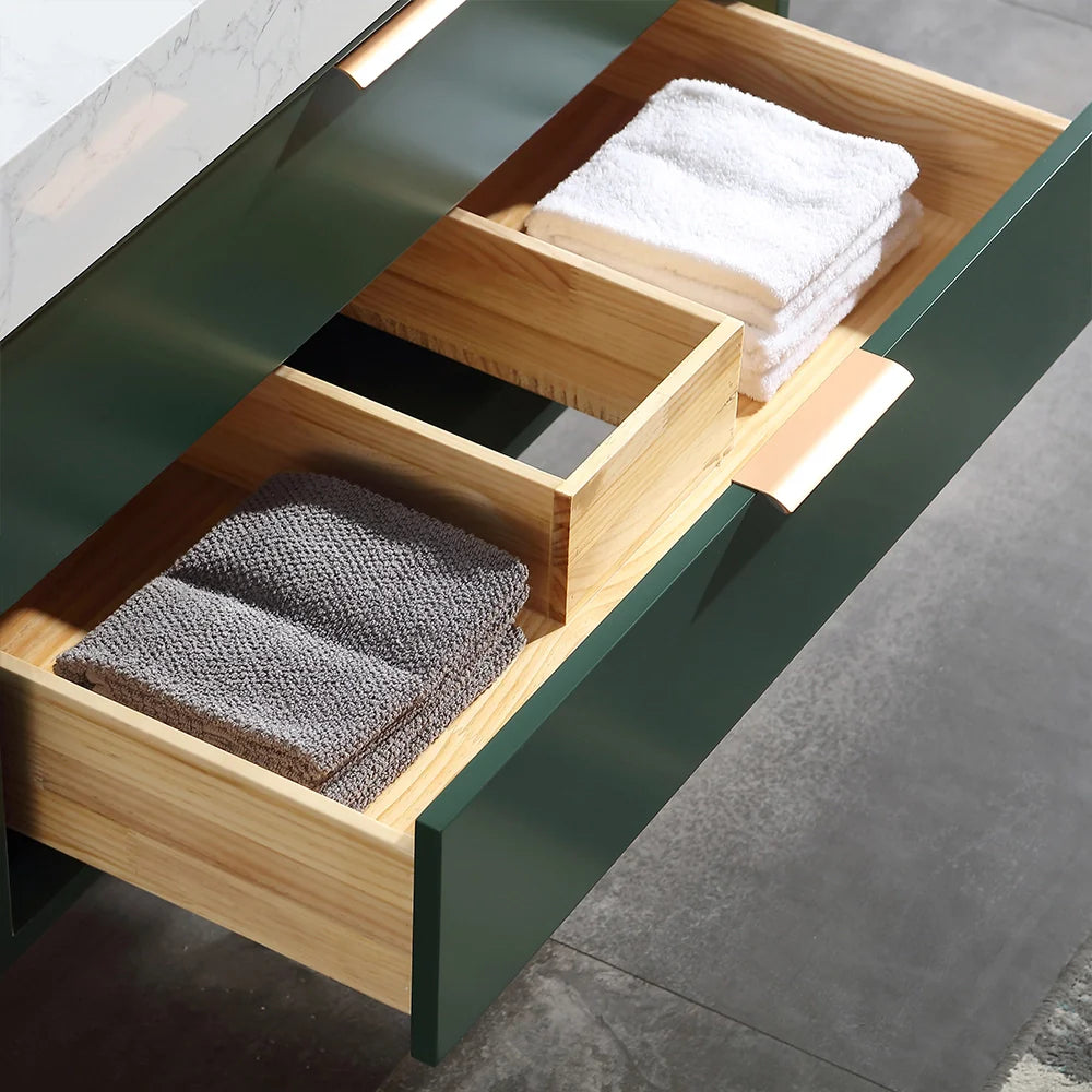 36 Inch Wall-Mounted Bathroom Vanity with Engineered Stone Top