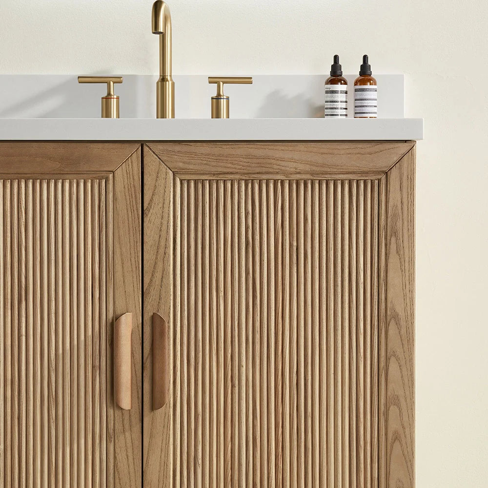 Fully Assembled 36 Inch Light Coffee Freestanding Bathroom Vanity with Single Sink