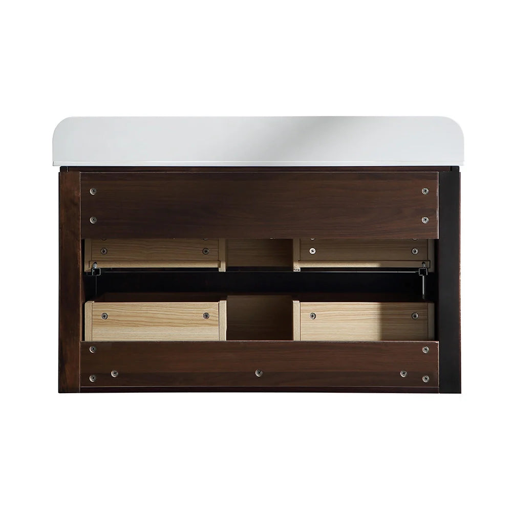 36 Inch Reeded Oak Bathroom Floating Vanity with Single Sink