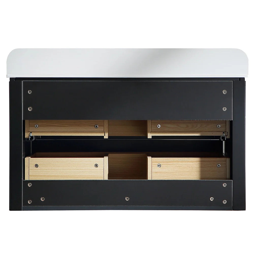 36 Inch Reeded Oak Bathroom Floating Vanity with Single Sink