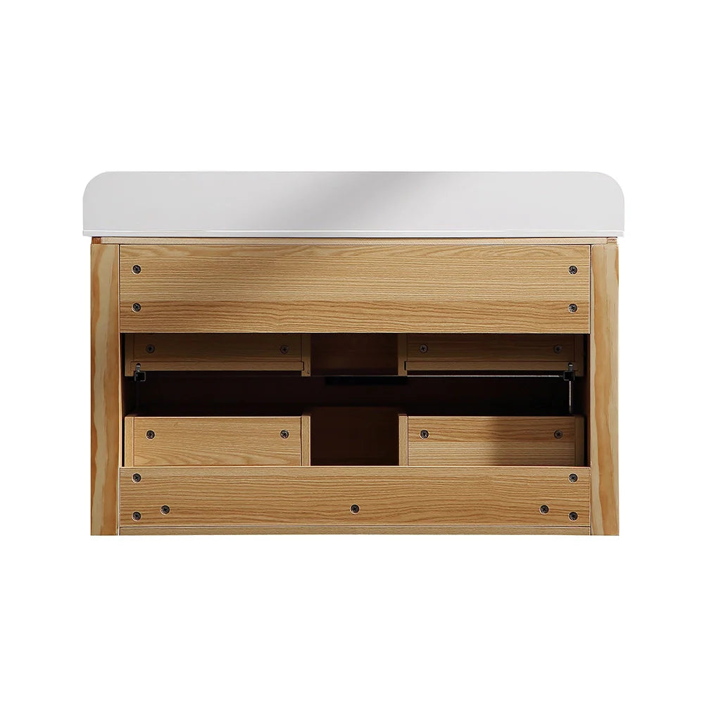 36 Inch Reeded Oak Bathroom Floating Vanity with Single Sink