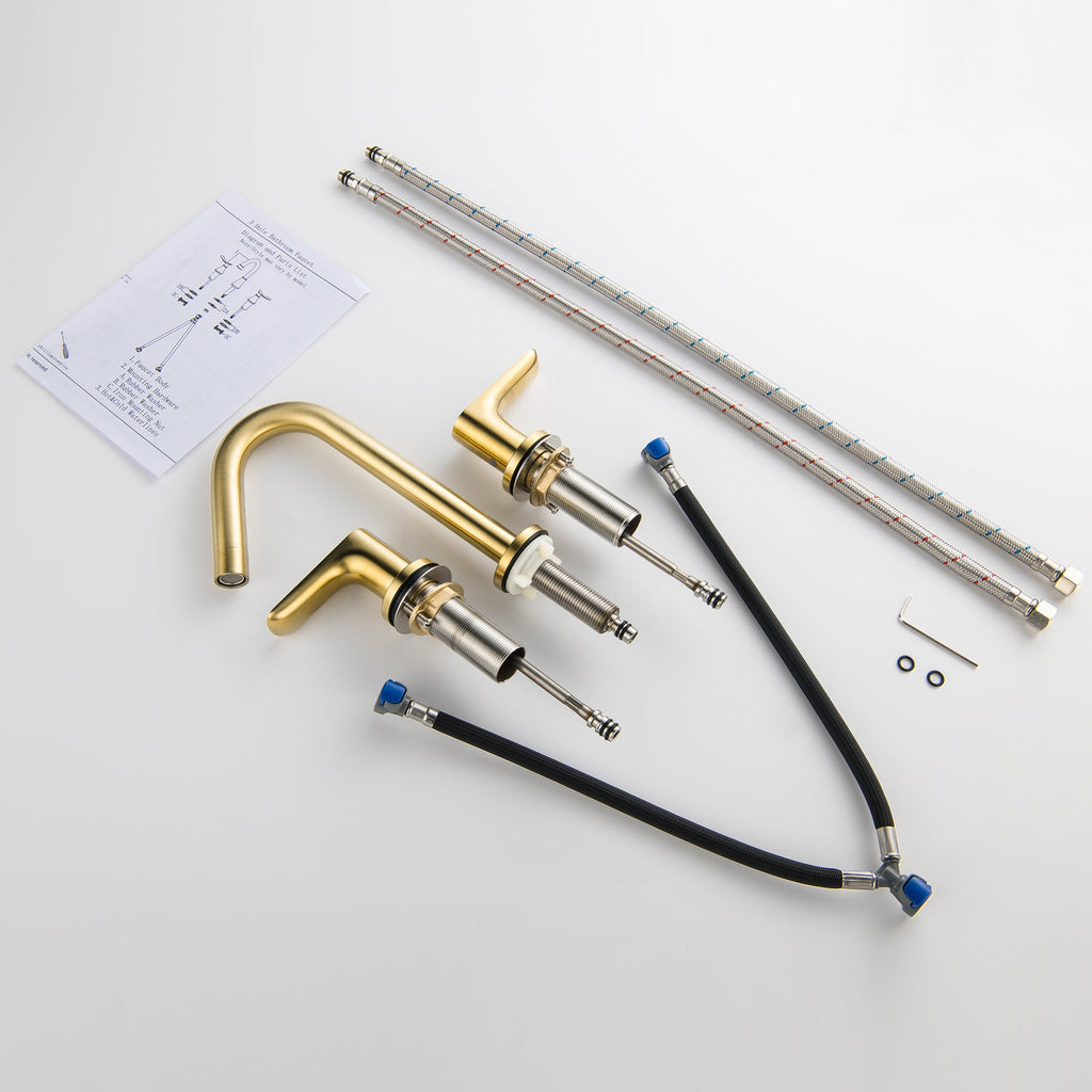 Double Handle Deck Mounted Bathroom Sink Faucet