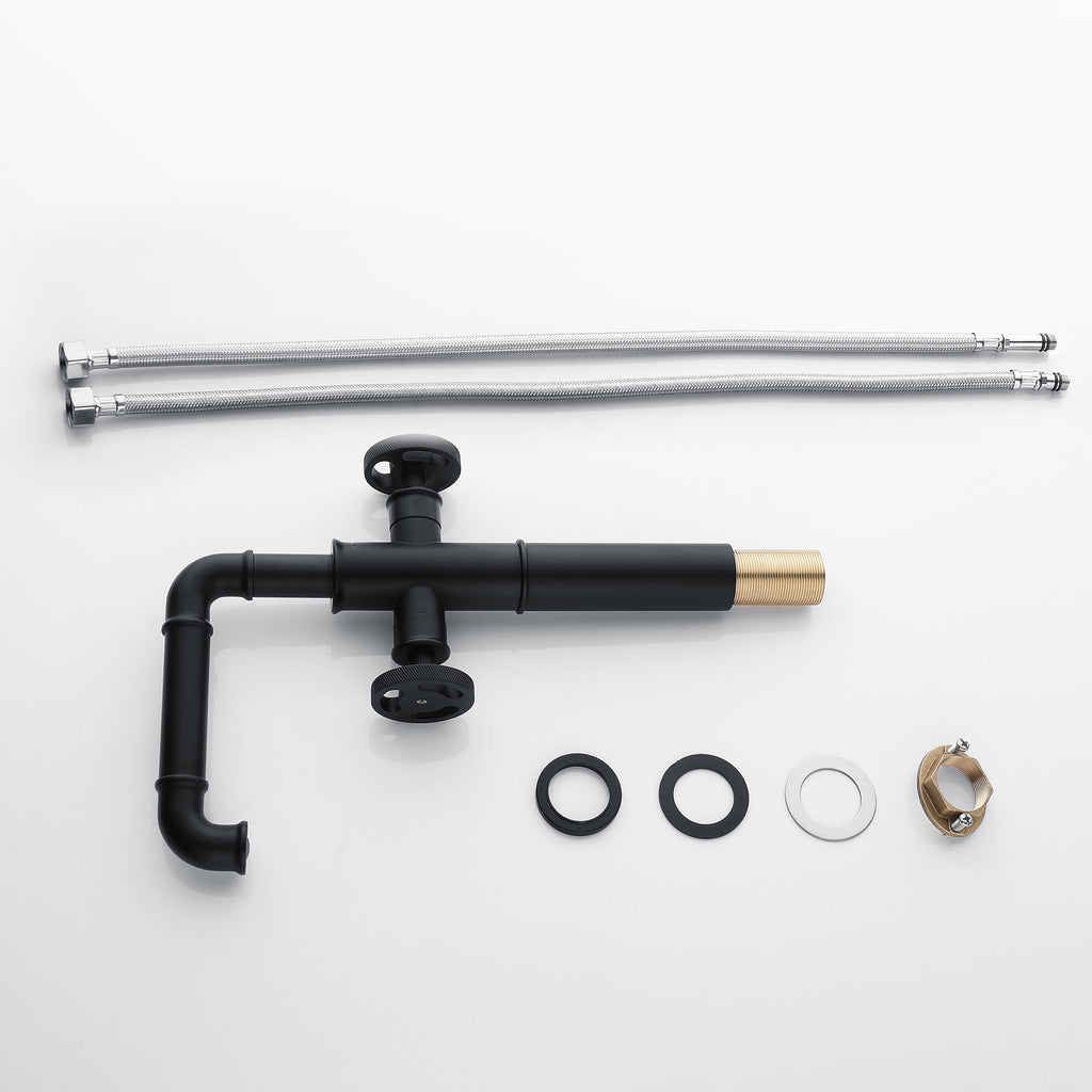 Deck Mounted Dual Handles Bathroom Vessel Sink Faucet