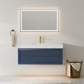 48 Inch Modern Floating Bathroom Vanity with Marble Countertop