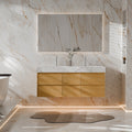 48 Inch Modern Wall Mounted Double Bathroom Vanity with Marble Countertop