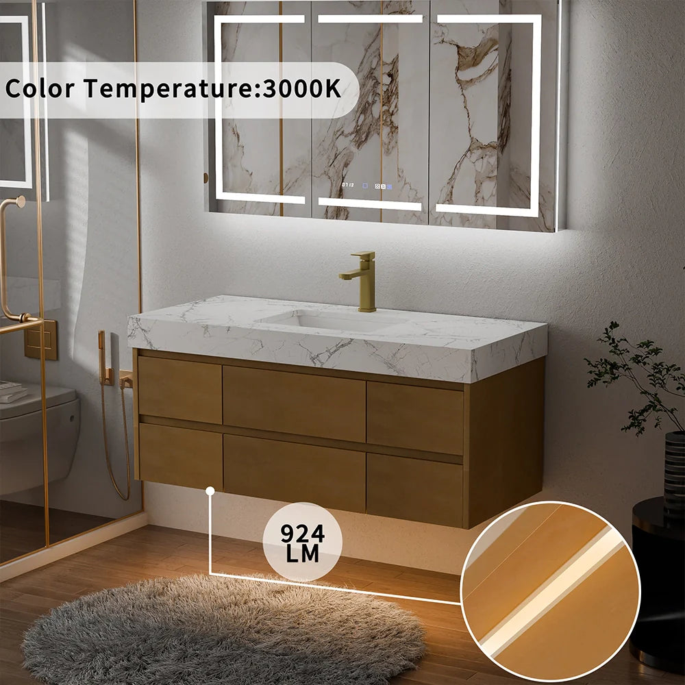 48 Inch Modern Single Bathroom Vanity with Single Sink Marble Countertop