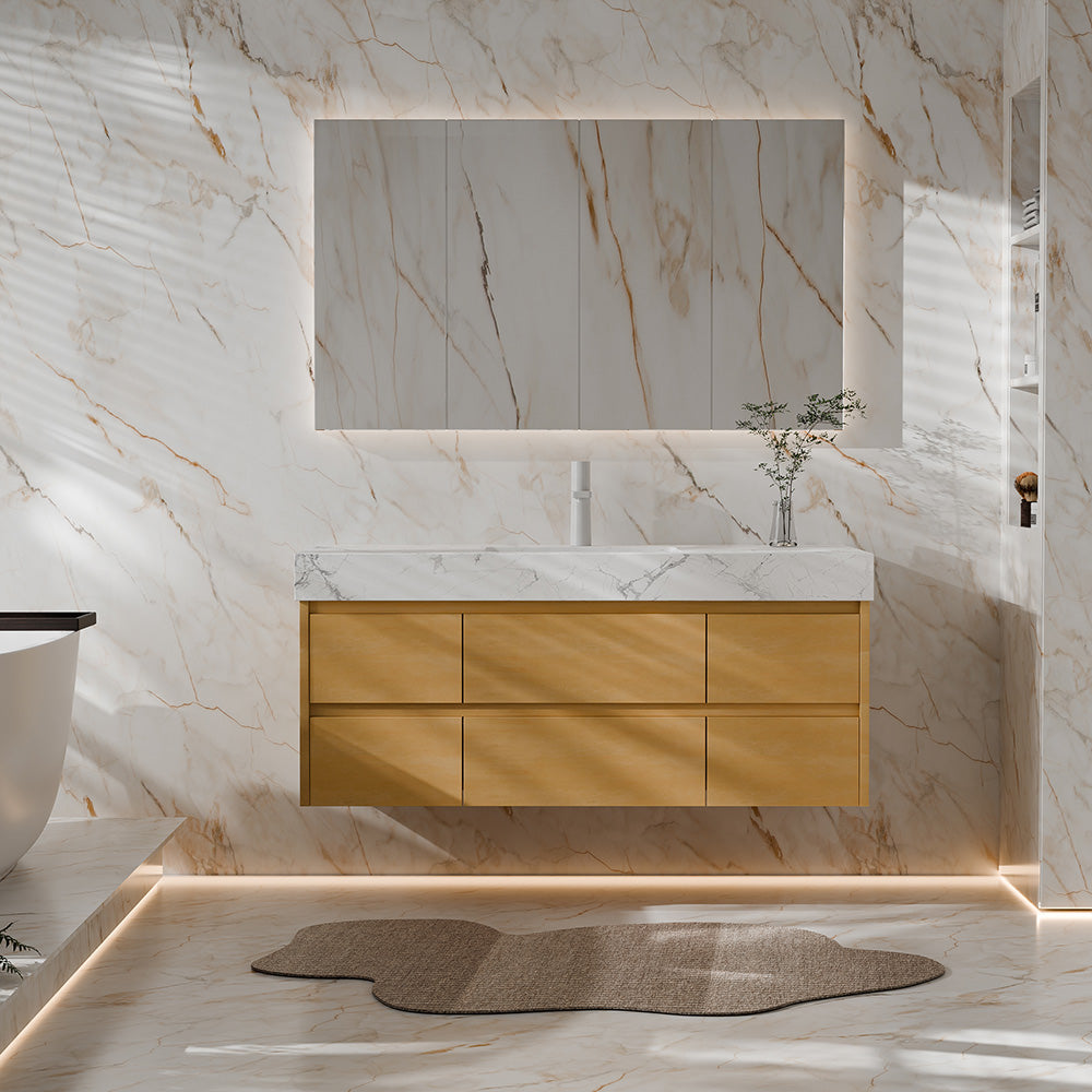 48 Inch Modern Single Bathroom Vanity with Single Sink Marble Countertop