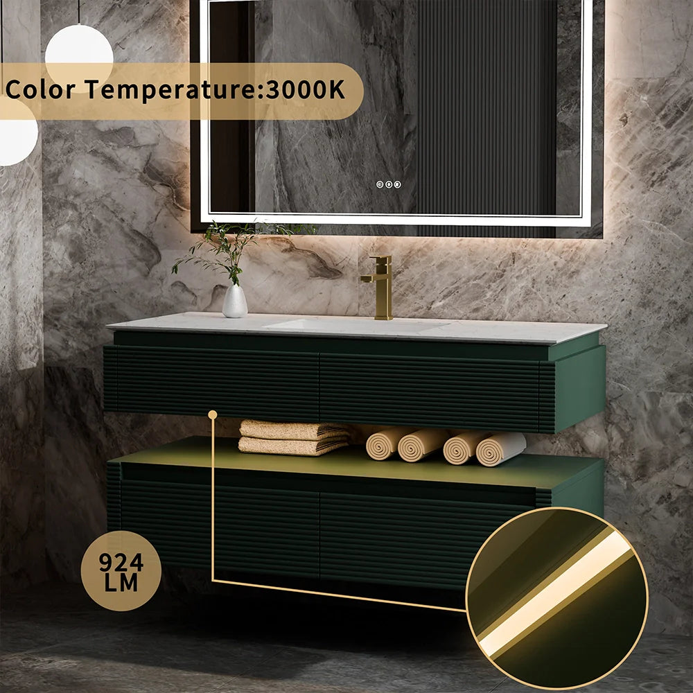 48 Inch Floating Bathroom Vanity with LED Functionality & Single Sink