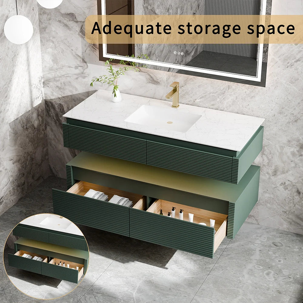48 Inch Floating Bathroom Vanity with LED Functionality & Single Sink