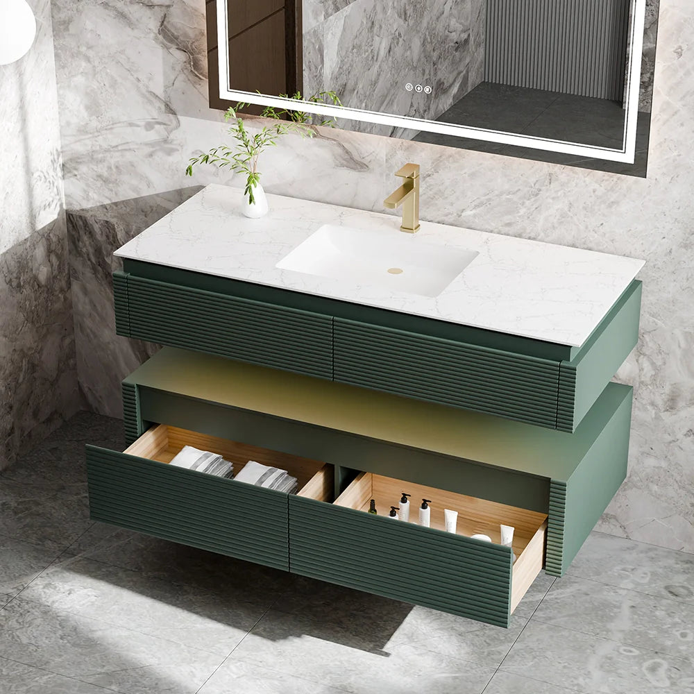 48 Inch Floating Bathroom Vanity with LED Functionality & Single Sink