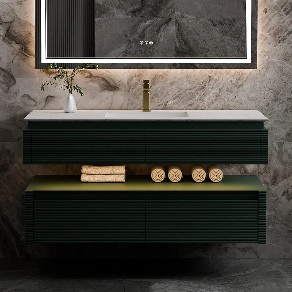 48 Inch Floating Bathroom Vanity with LED Functionality & Single Sink