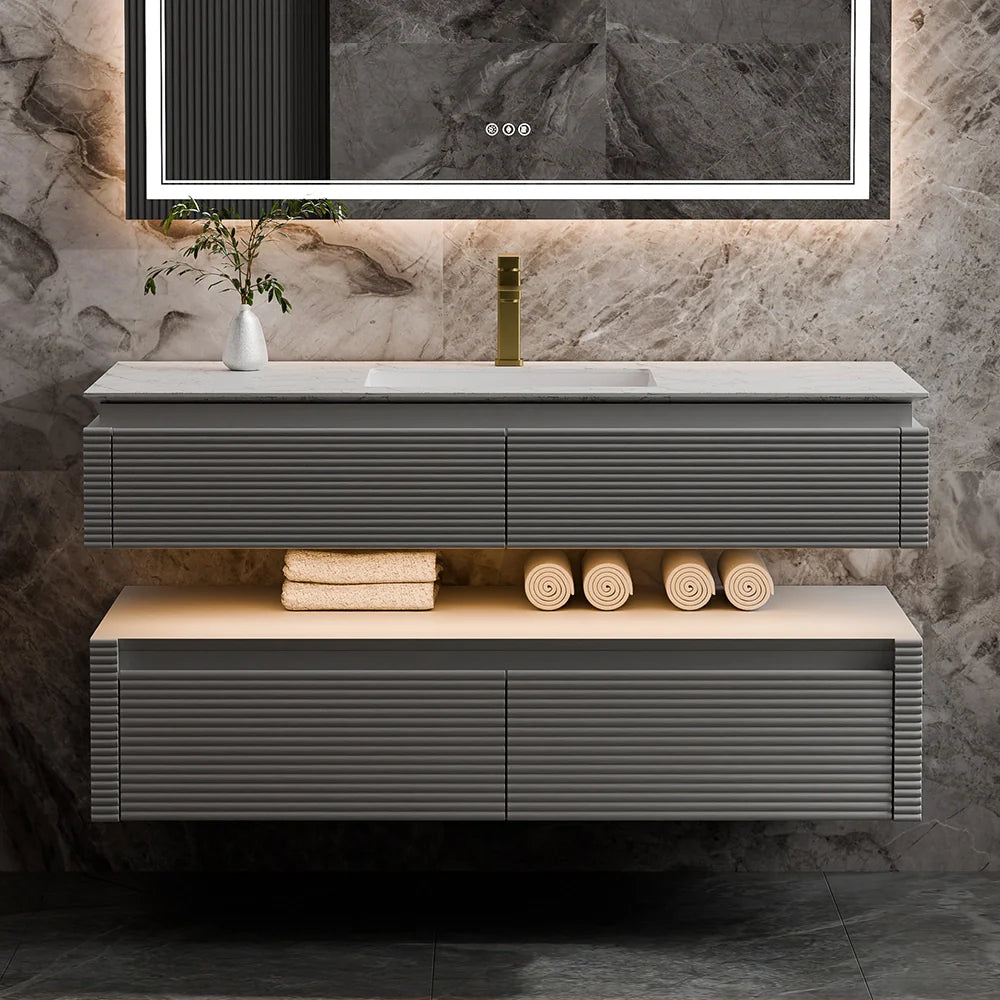 48 Inch Floating Bathroom Vanity with LED Functionality & Single Sink