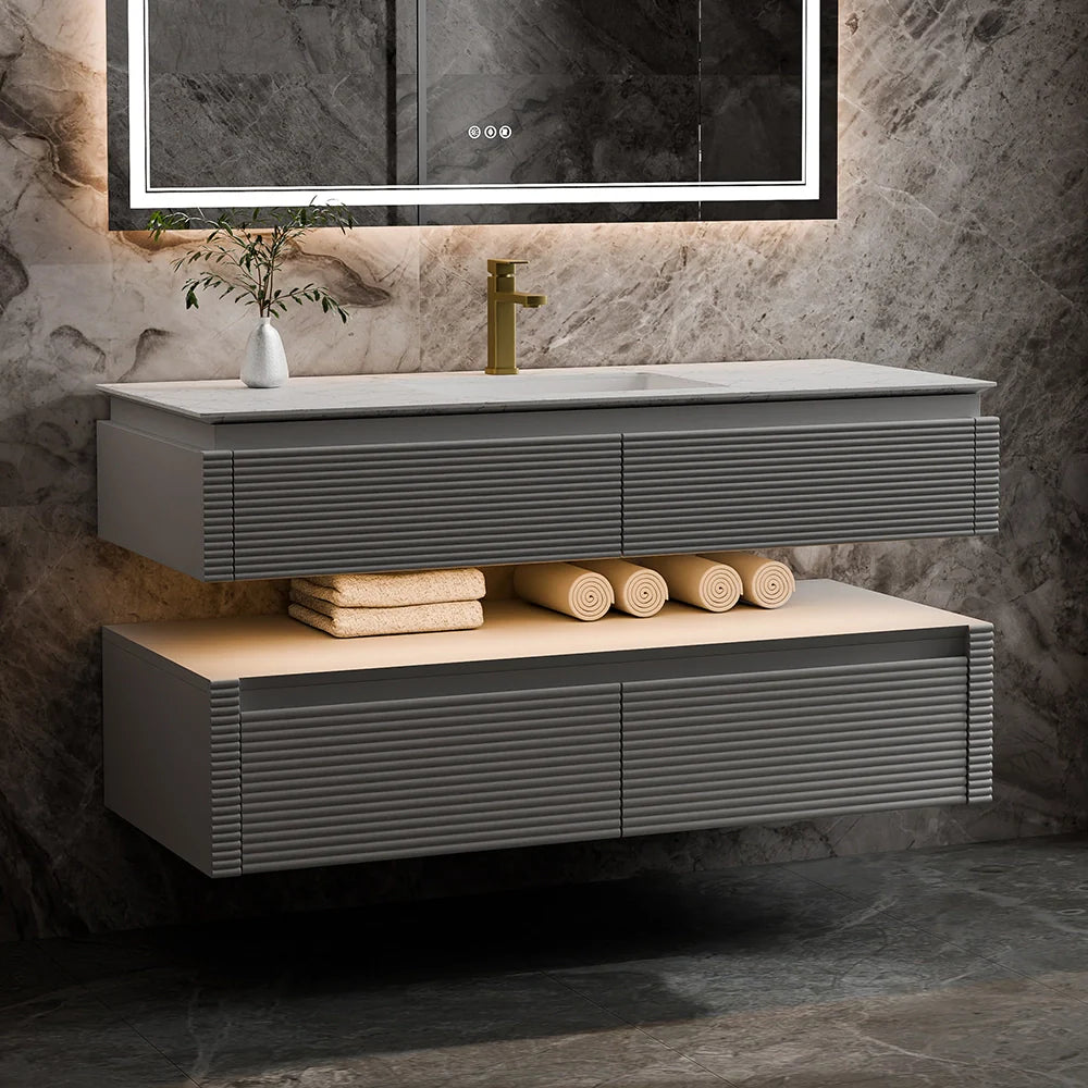 48 Inch Floating Bathroom Vanity with LED Functionality & Single Sink