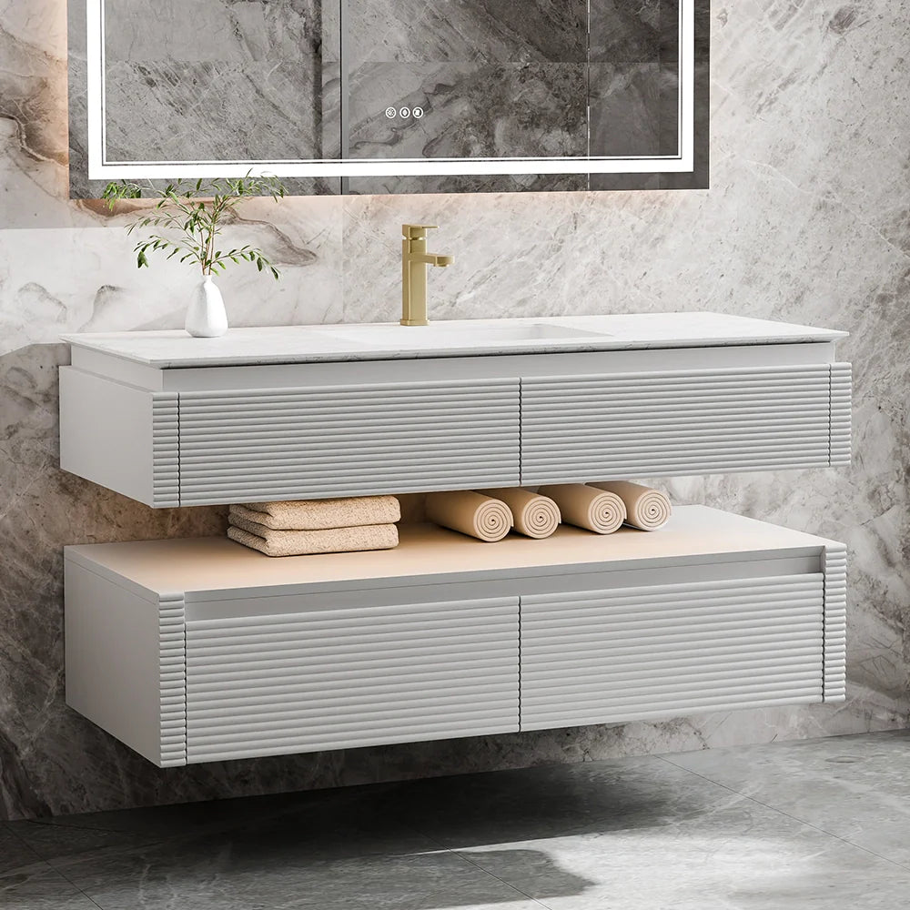 48 Inch Floating Bathroom Vanity with LED Functionality & Single Sink