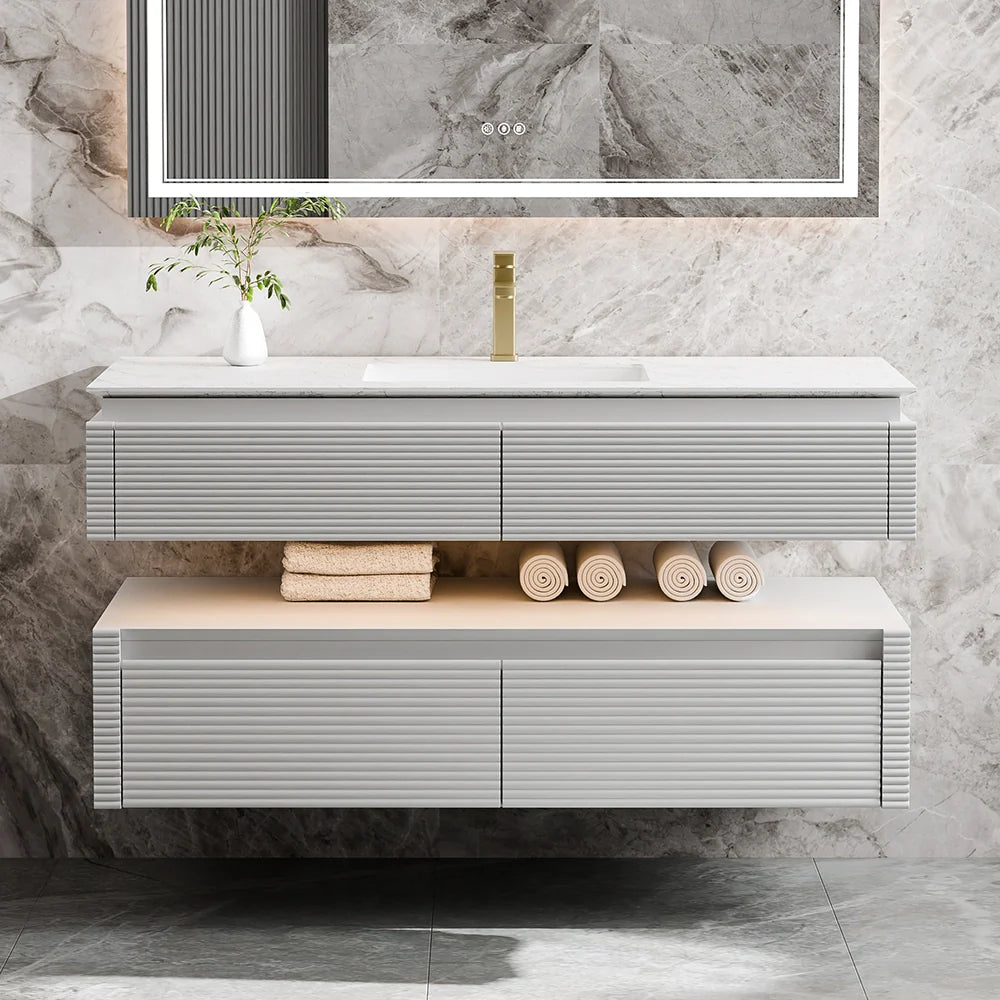 48 Inch Floating Bathroom Vanity with LED Functionality & Single Sink