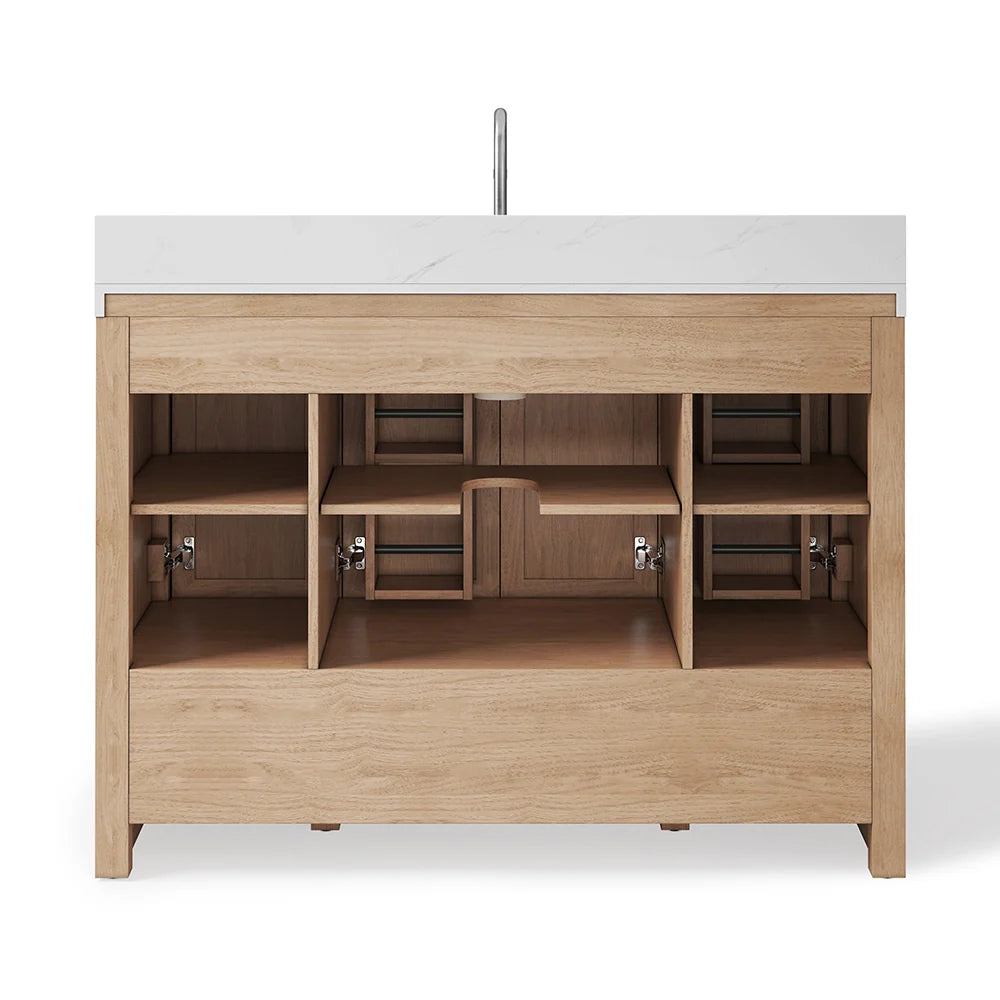 48 Inch Natural Oak Light Wood Freestanding Bathroom Vanity – Fully Assembled