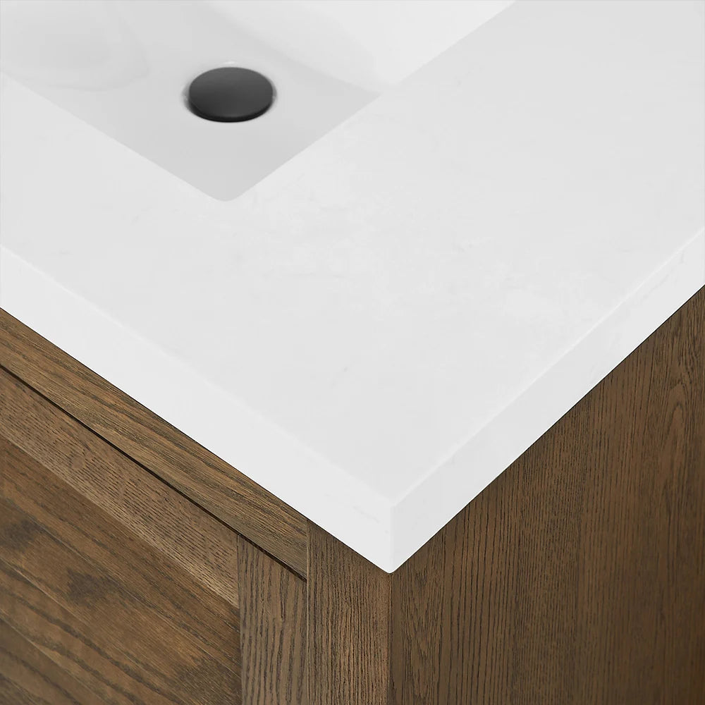 48 Inch Oak Finish Fully Assembled Wood Bathroom Vanity Cabinet with Backsplash