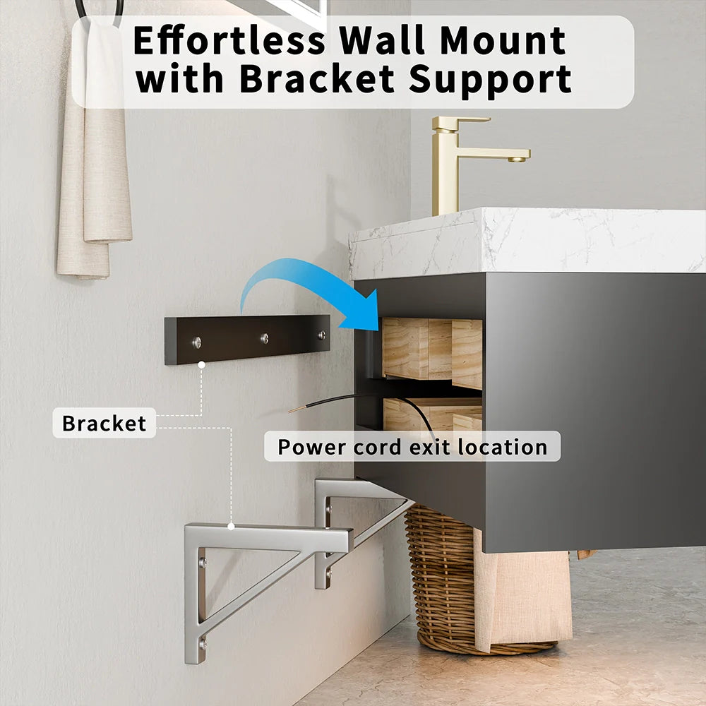 48 Inch Modern Floating Bathroom Vanity with Marble Countertop