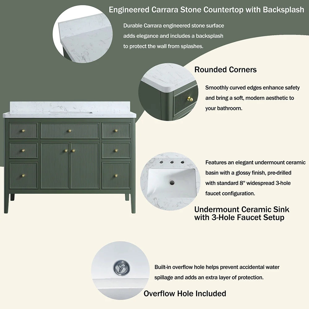 Fully Assembled 48 Inch Freestanding Bathroom Vanity with Single Sink
