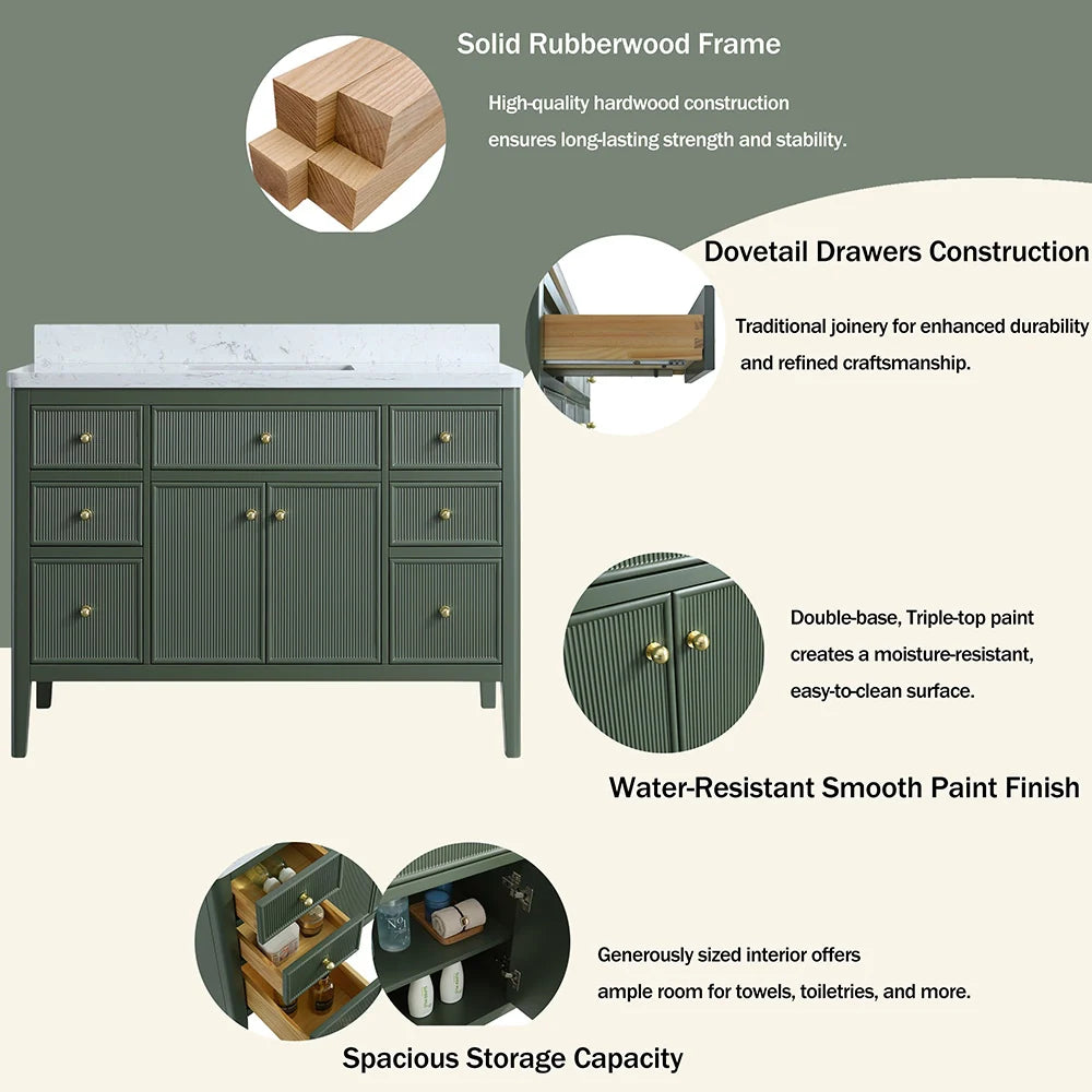 Fully Assembled 48 Inch Freestanding Bathroom Vanity with Single Sink