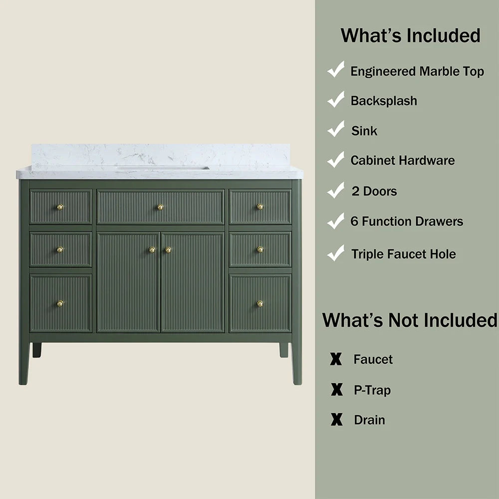 Fully Assembled 48 Inch Freestanding Bathroom Vanity with Single Sink