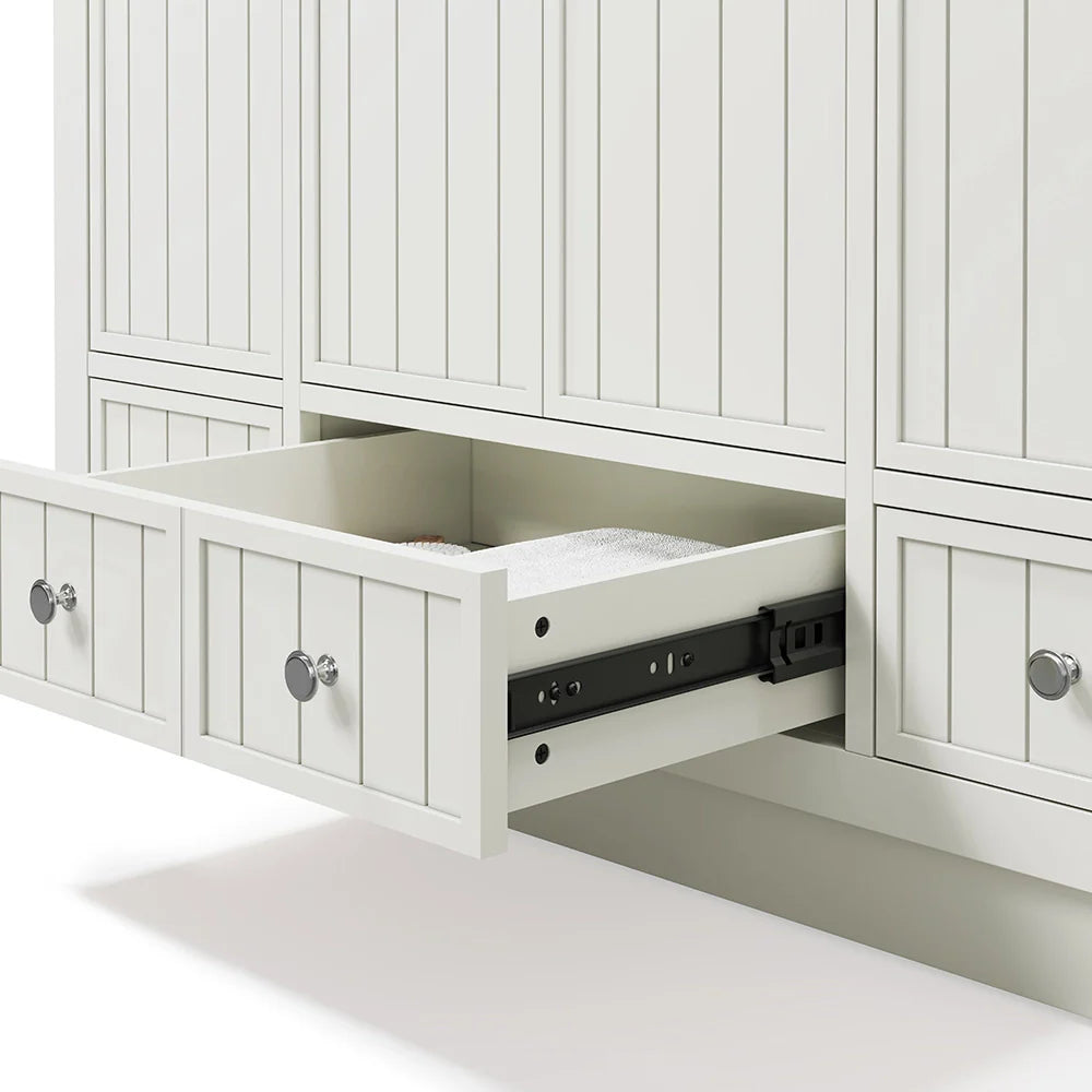 48 Inch White Fully Assembled Freestanding Bathroom Vanity With Overflow & Quartz