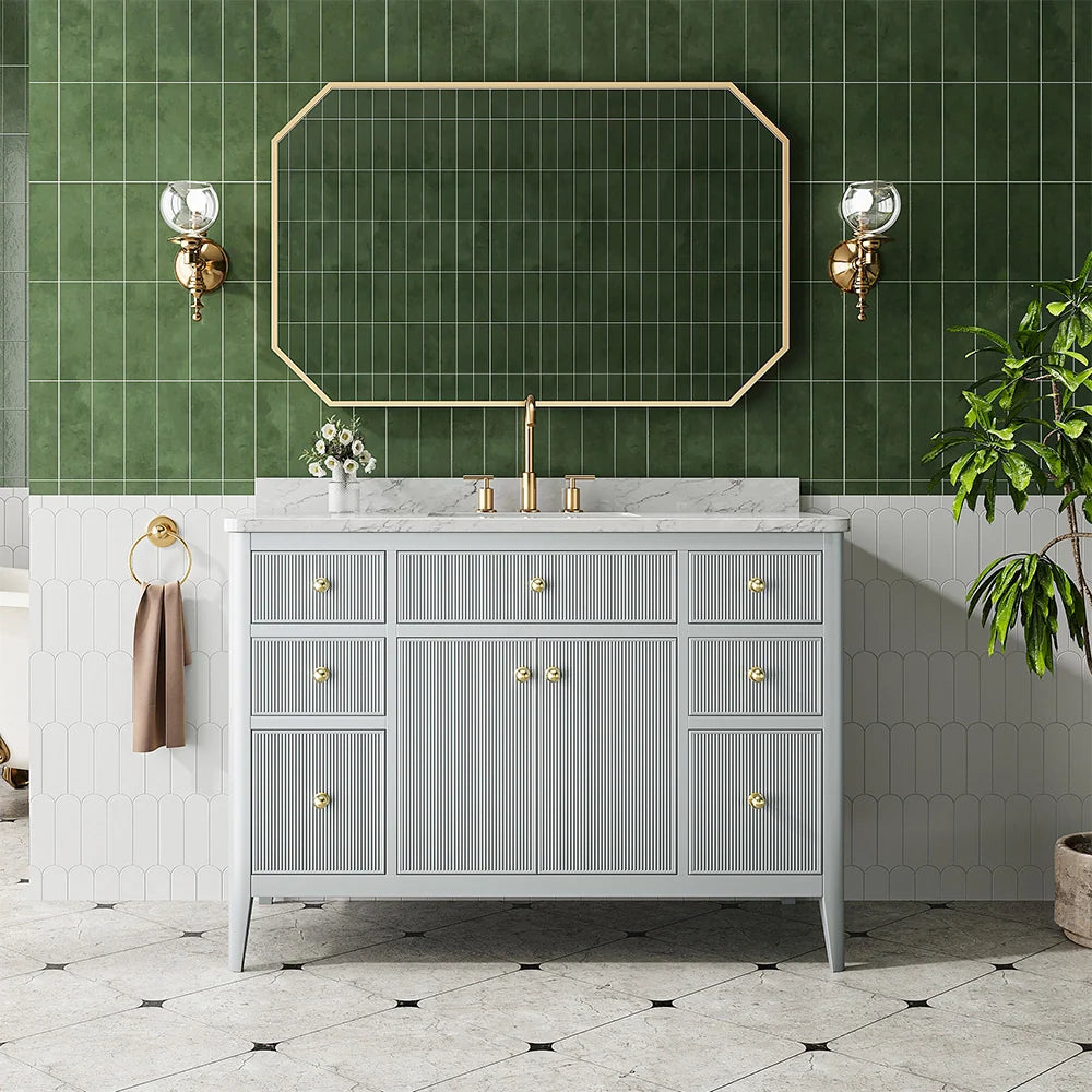 Fully Assembled 48 Inch Freestanding Bathroom Vanity with Single Sink