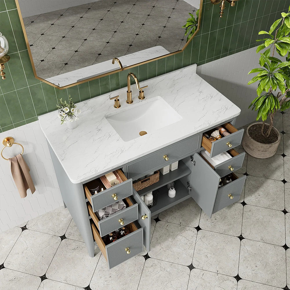 Fully Assembled 48 Inch Freestanding Bathroom Vanity with Single Sink