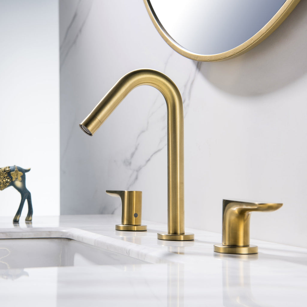 Double Handle Deck Mounted Bathroom Sink Faucet