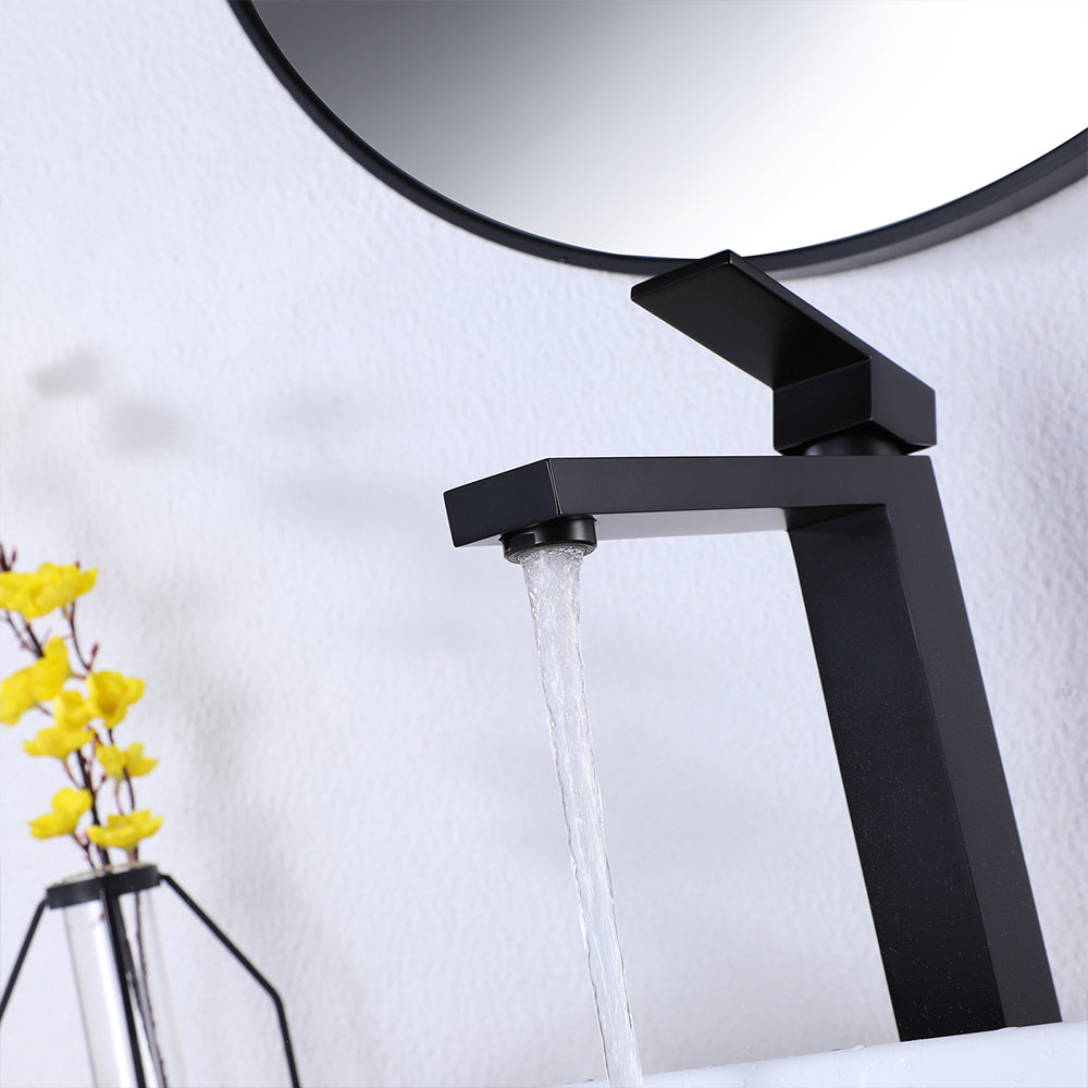 Modern Single-handle Bathroom Sink Faucet with Square Cover