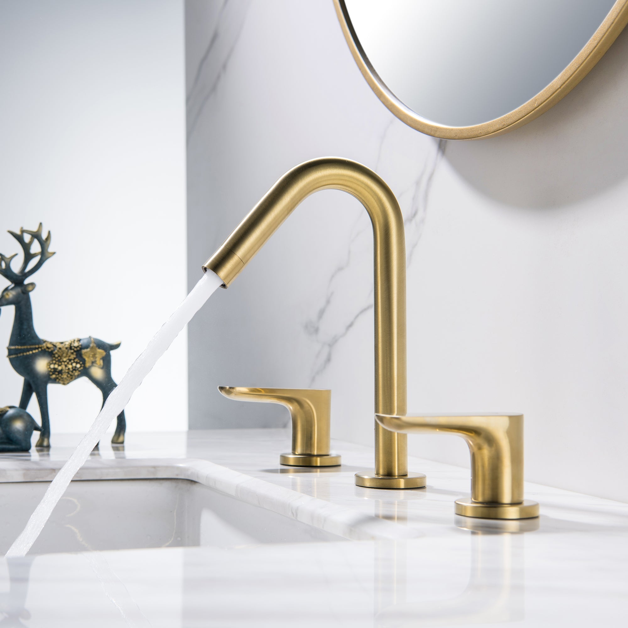 Double Handle Deck Mounted Bathroom Sink Faucet