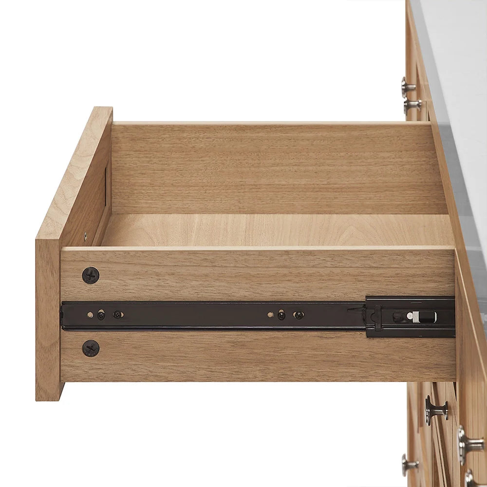 60 Inch Natural oak Veneer Double Sink Bathroom Vanity with Quartz Countertop