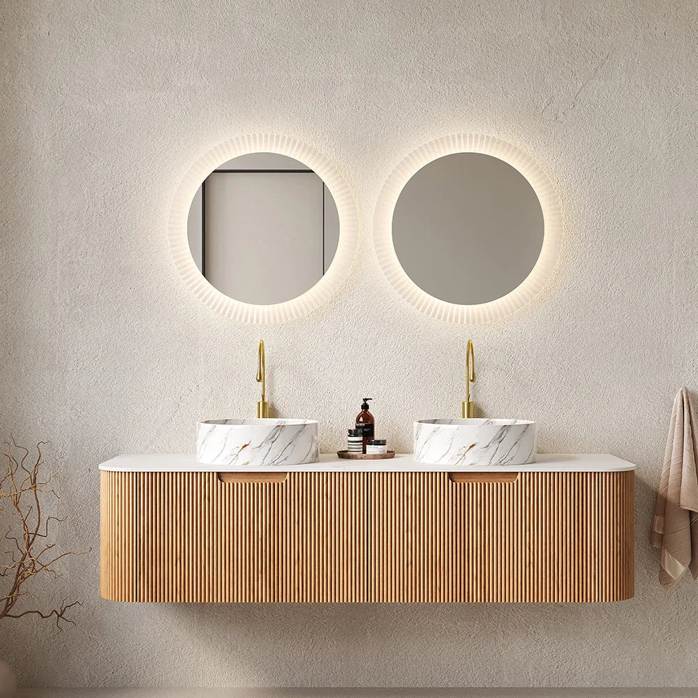 60 Inch Nature Wood Floating Bathroom Vanity with Soft-Closing Storage Drawer