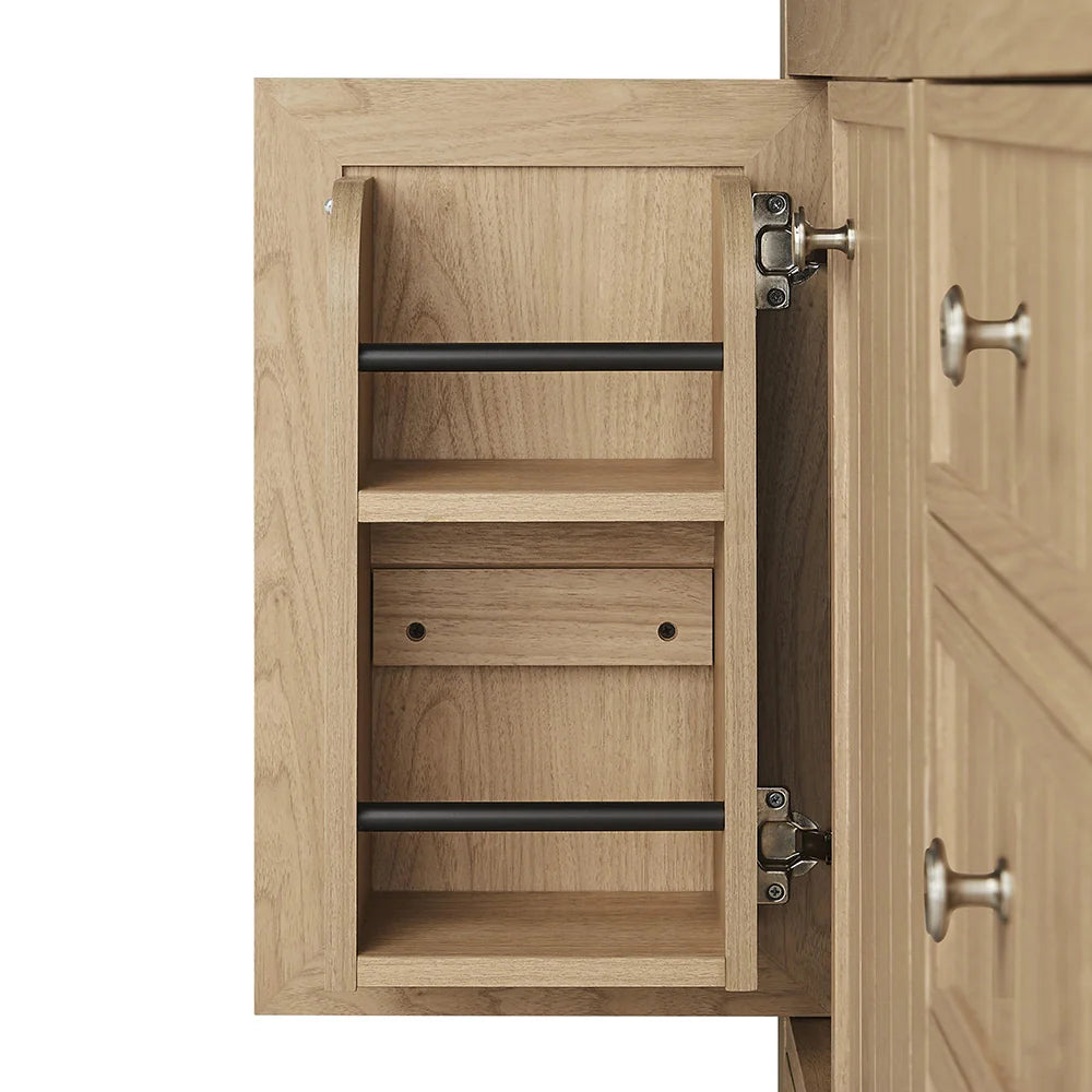 60 Inch Natural oak Veneer Double Sink Bathroom Vanity with Quartz Countertop