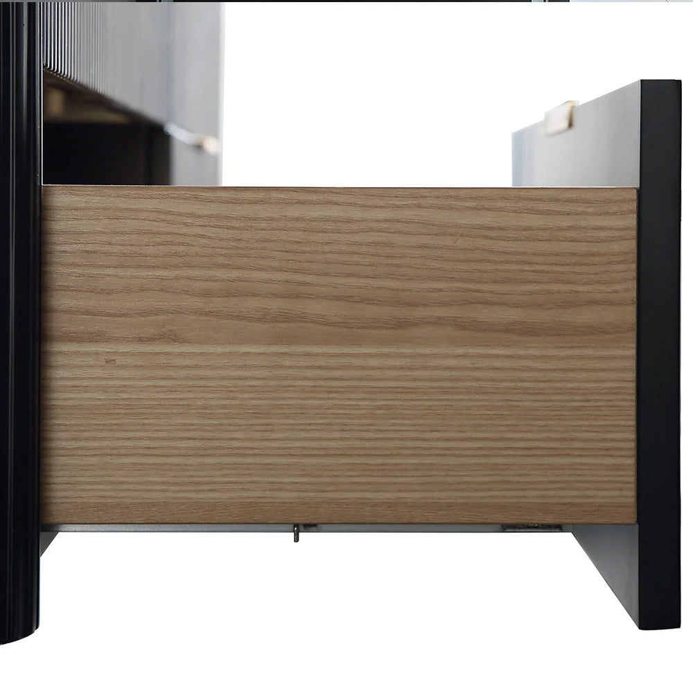 60 Inch Oak Bathroom Floating Vanity with Acrylic Double Sink