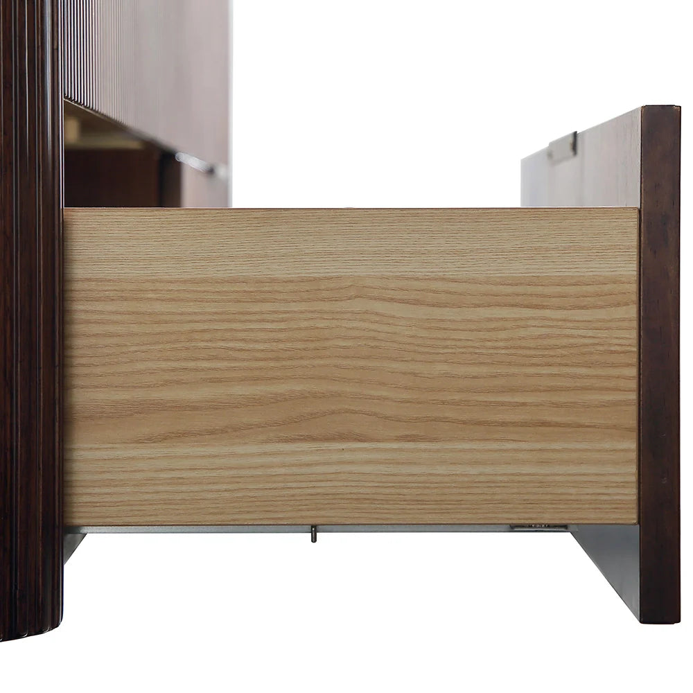 60 Inch Oak Bathroom Floating Vanity with Acrylic Double Sink