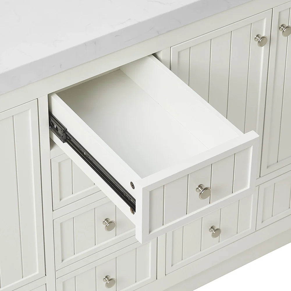 60 Inch White Fully Assembled Freestanding Bathroom Vanity With Double Sink